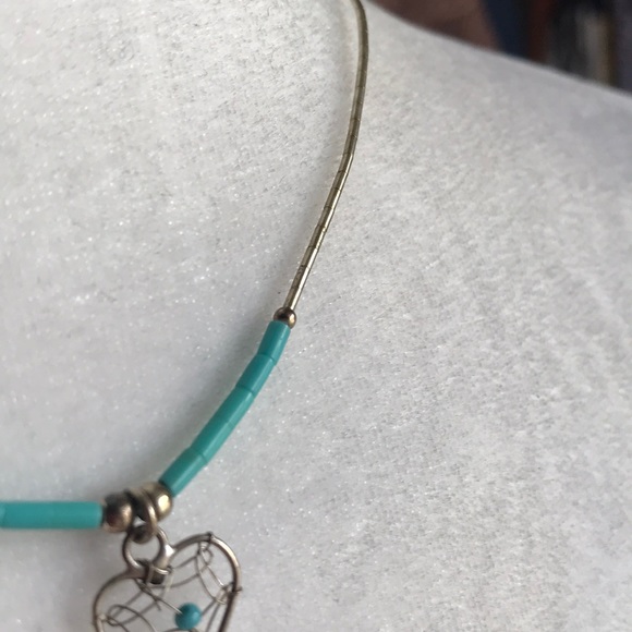 Sterling Silver Turquoise heart/feather Necklace - Picture 4 of 4